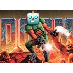 玩1993年的电子游戏《毁灭战士》。