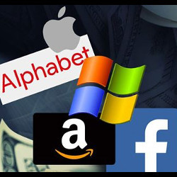 苹果、Alphabet、亚马逊、Facebook和微软的标志或名称