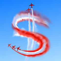 由空中书写飞机创造的美元符号