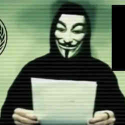 一个男人戴着面具与黑客集体匿名相关联。