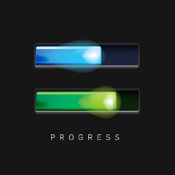 蓝色光条，绿色光条，还有“进步”这个词