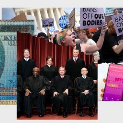 一组与堕胎权利相关的图片拼贴。