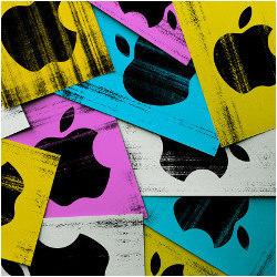 彩色卡片与苹果的标志，插图