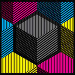 黑色立方体被其他彩色立方体包围，插图