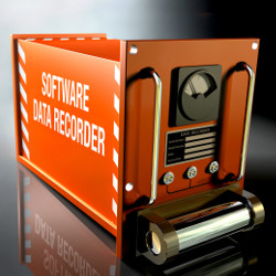 橙色金属盒标签为“软件数据记录器”。